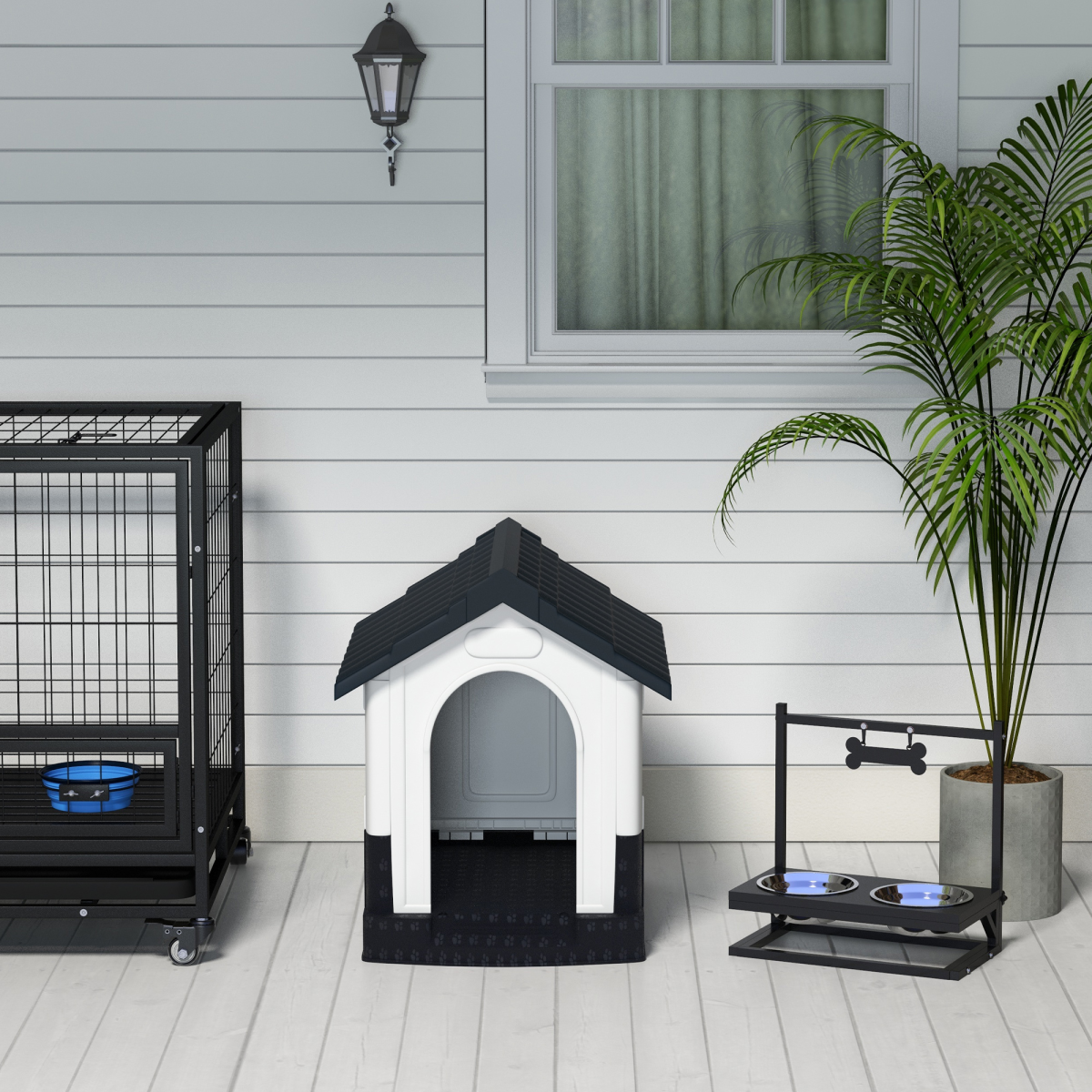 PawHut Outdoor Dog Kennel for Small Dogs, Water-Resistant, Grey
