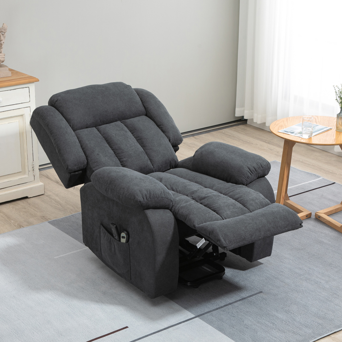 HOMCOM Heavy Duty Lift Recliner Chair with Massage, Dark Grey