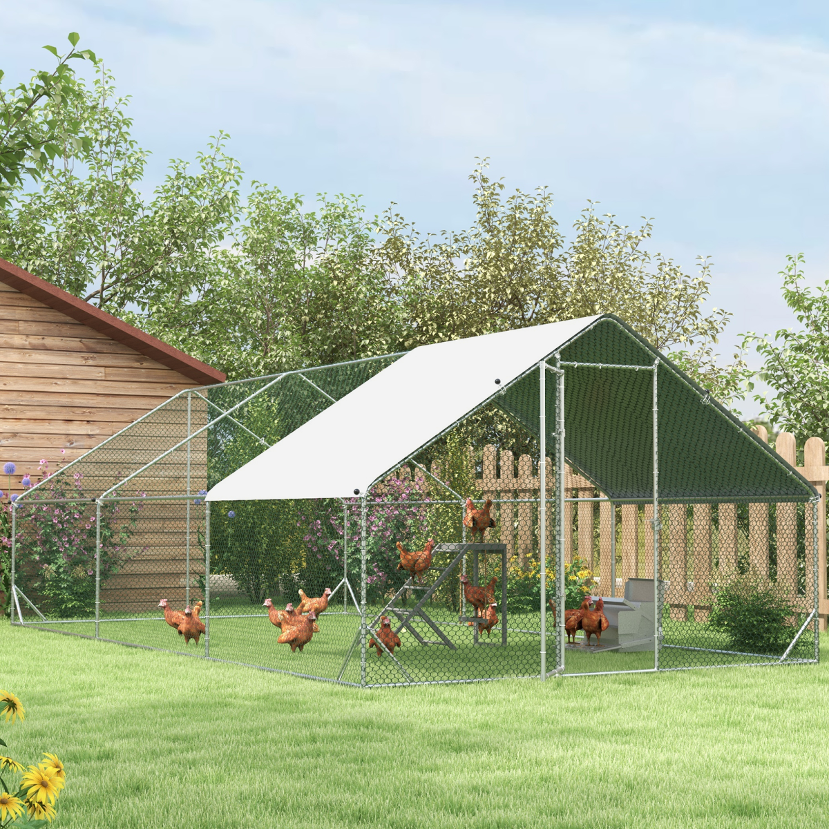 PawHut Chicken Coop Toy with Swing, Ladder & Platform for 2 Chickens
