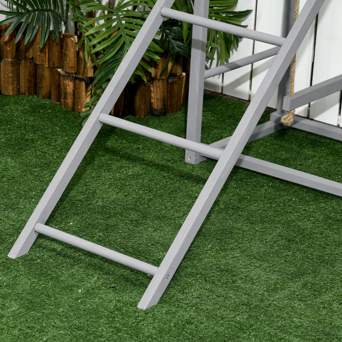PawHut Chicken Activity Play Center with Swing Set, Ladder and Perches for 3-4 Birds, Grey