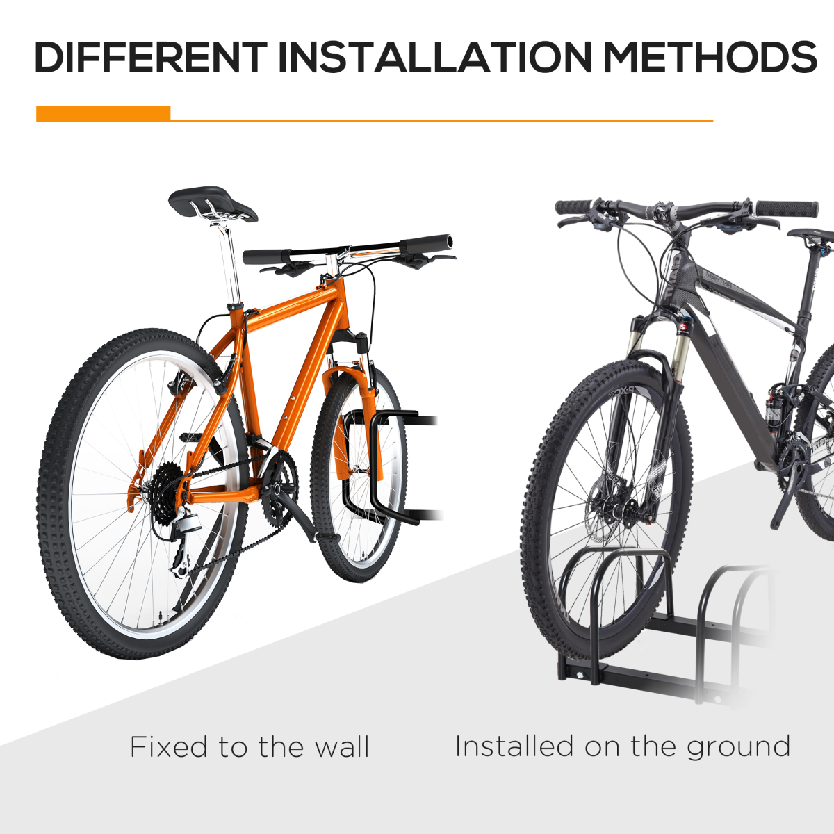 3-Bike Parking Rack, Floor or Wall Mount Bicycle Storage Stand, Detachable Steel, Black