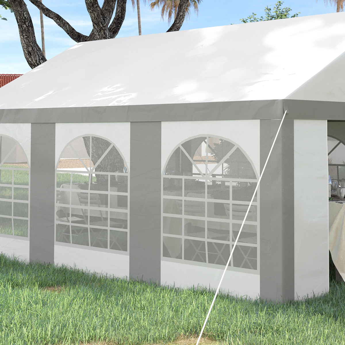 Outsunny 6 x 4m Party Tent Gazebo with Sides, 6 Windows, Double Doors