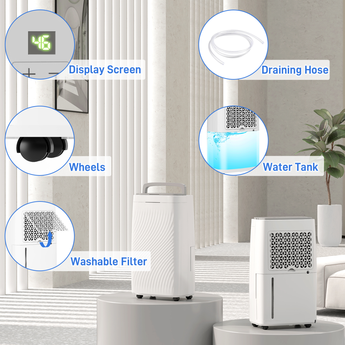 HOMCOM 16L Dehumidifier with 5.5L Tank, Filter, Auto Defrost & Timer