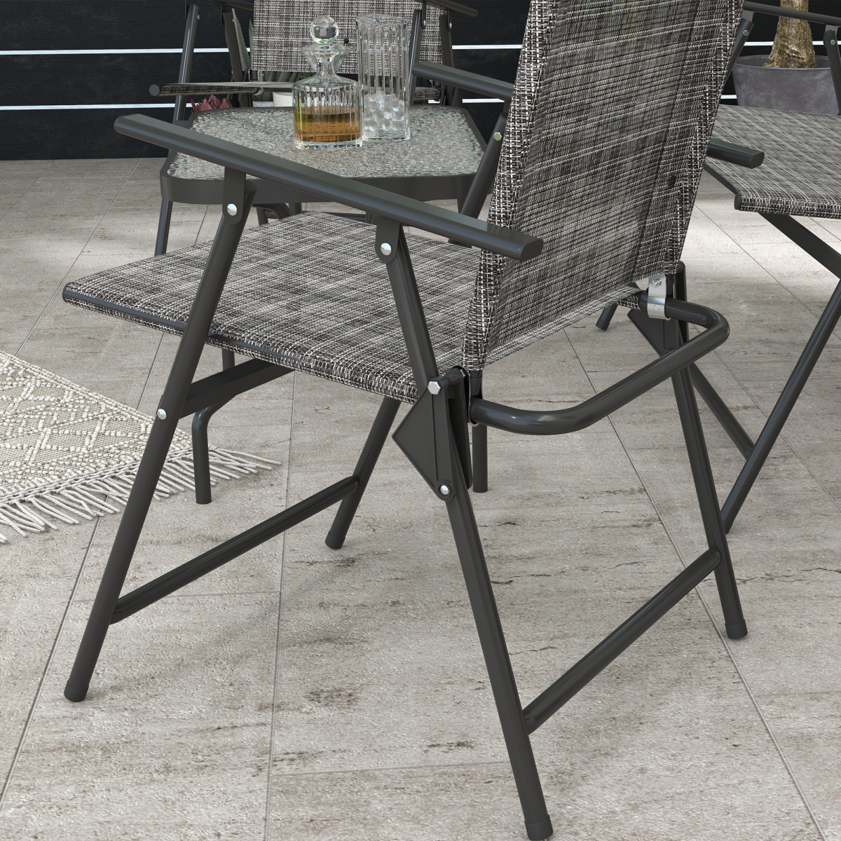 Outsunny 4-Piece Patio Furniture Set with Side Table, 2 Armchairs and Loveseat, Foldable Chairs