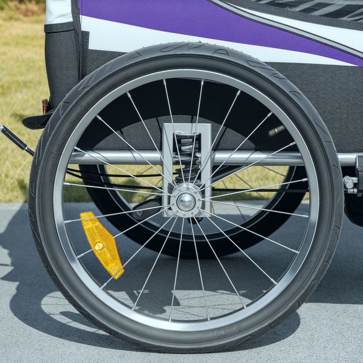 HOMCOM 2-Seat Child Bike Trailer with Safety Harness, Purple