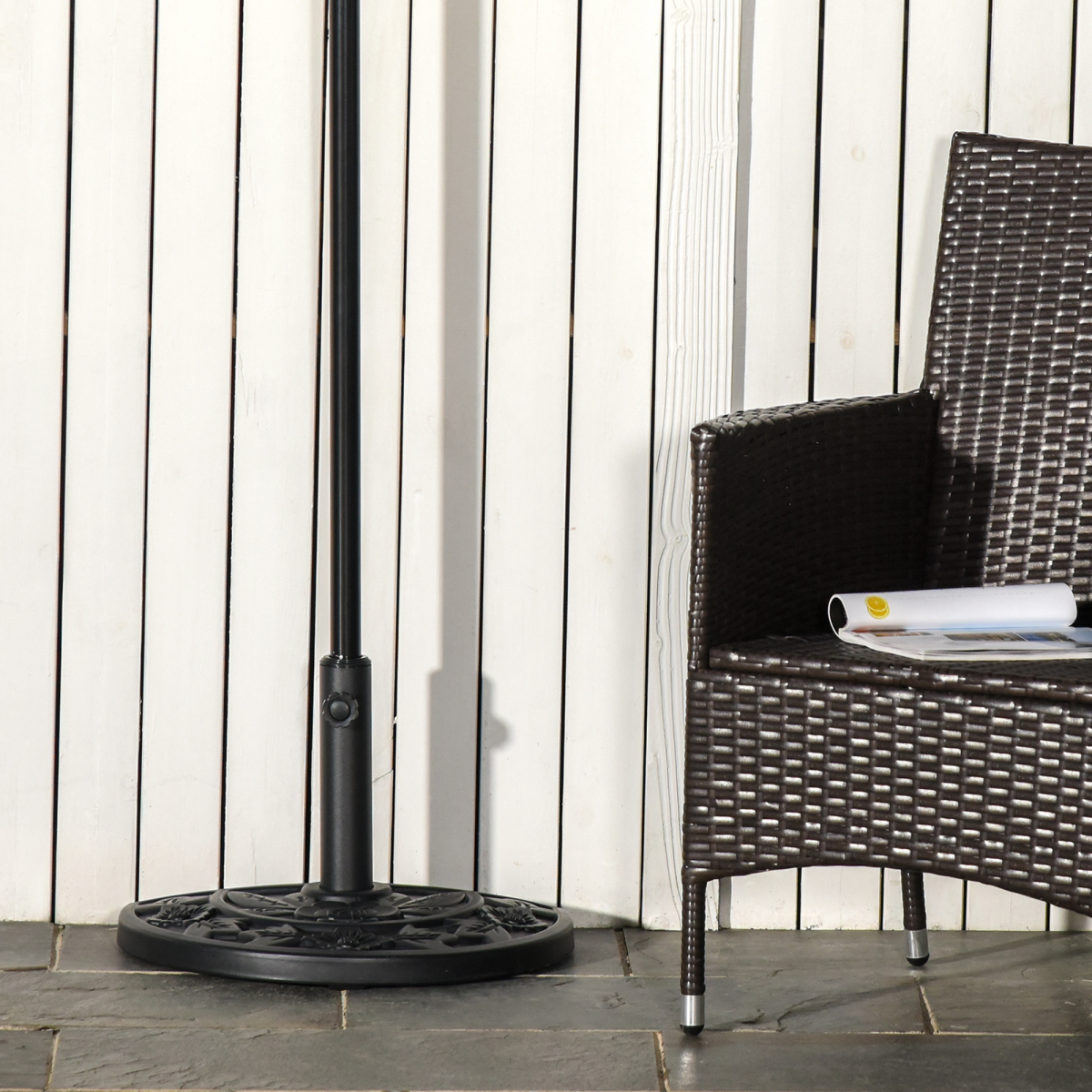 Outsunny Half-Round Weighted Parasol Base Stand, Black
