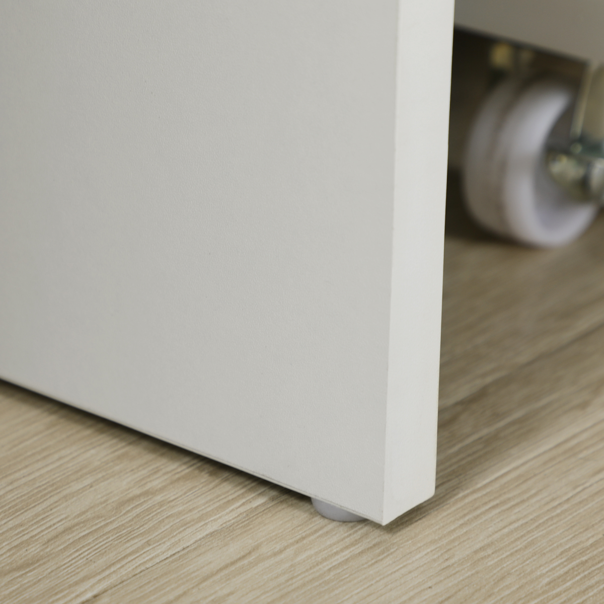 White Computer Desk with 5 Drawers and Locking Drawer
