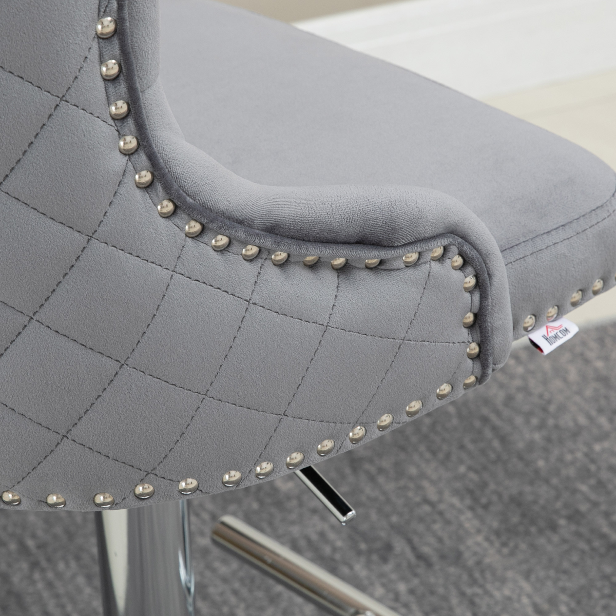 HOMCOM Set of 2 Adjustable Swivel Bar Stools with Backrest, Grey