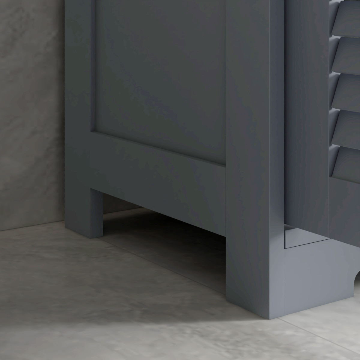 kleankin Grey Bathroom Storage Cabinet with Louvred Doors and Drawers