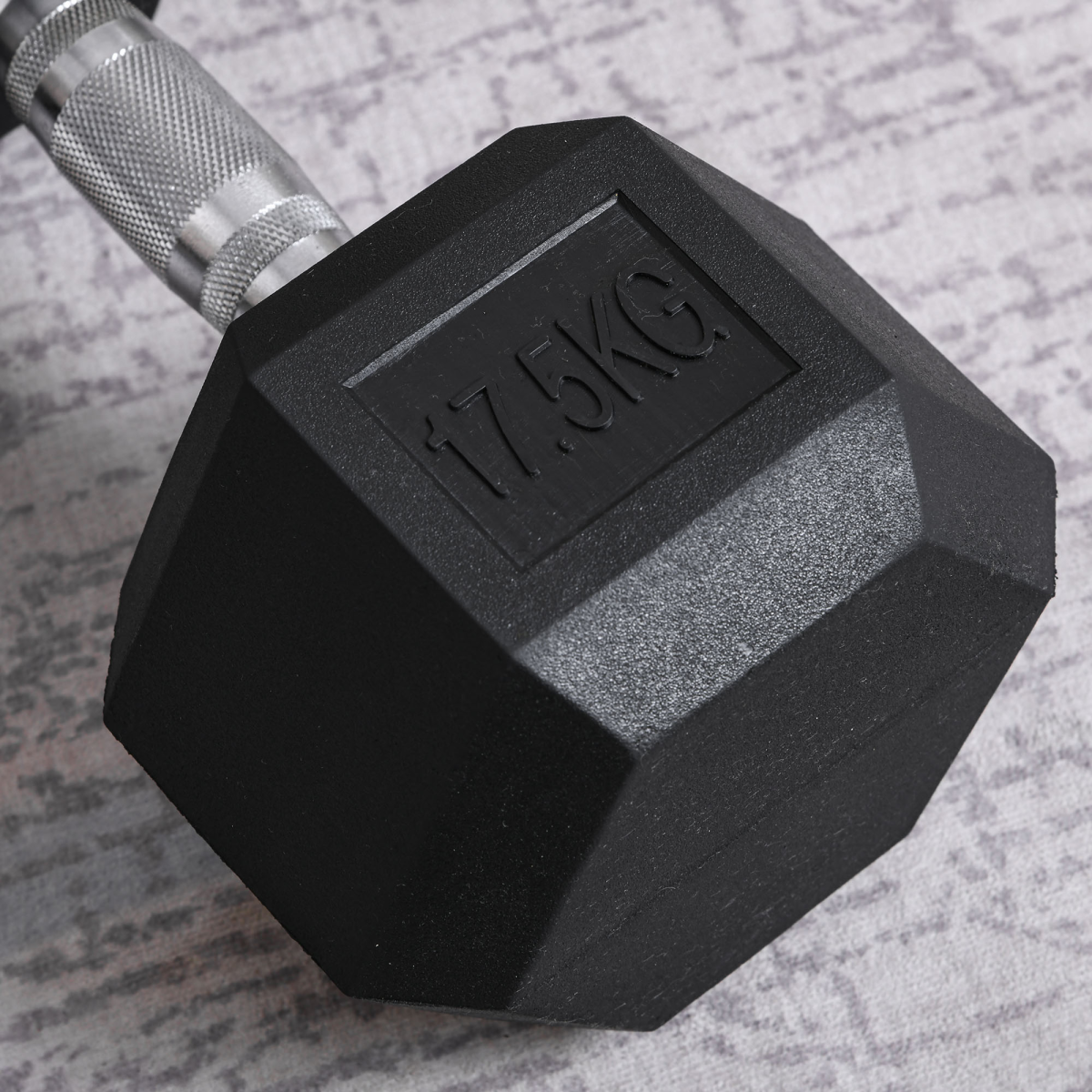 17.5kg Rubber Hex Single Dumbbell with Steel Core, Home Gym