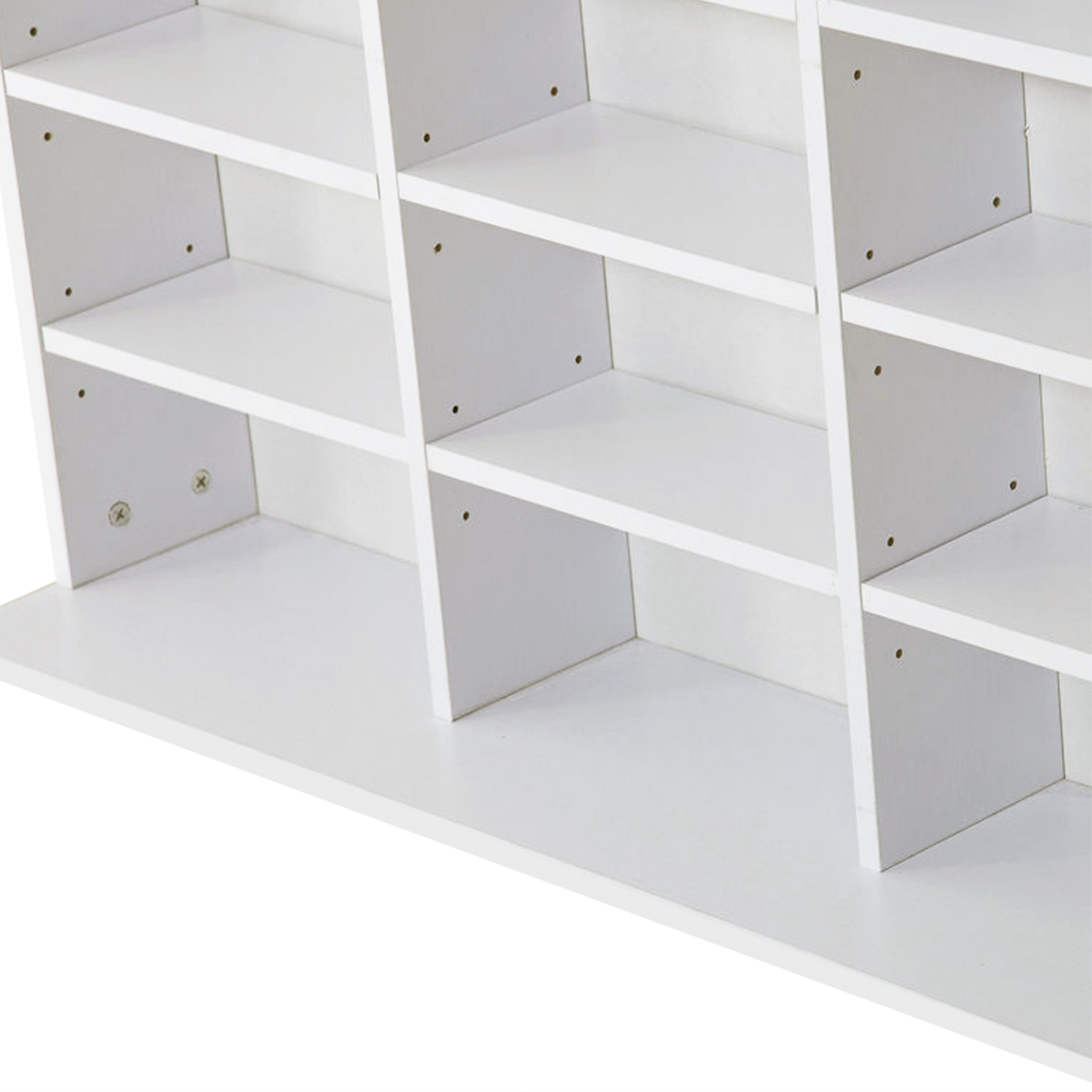 White Wooden CD/DVD Storage Shelf, 33 Adjustable Compartments