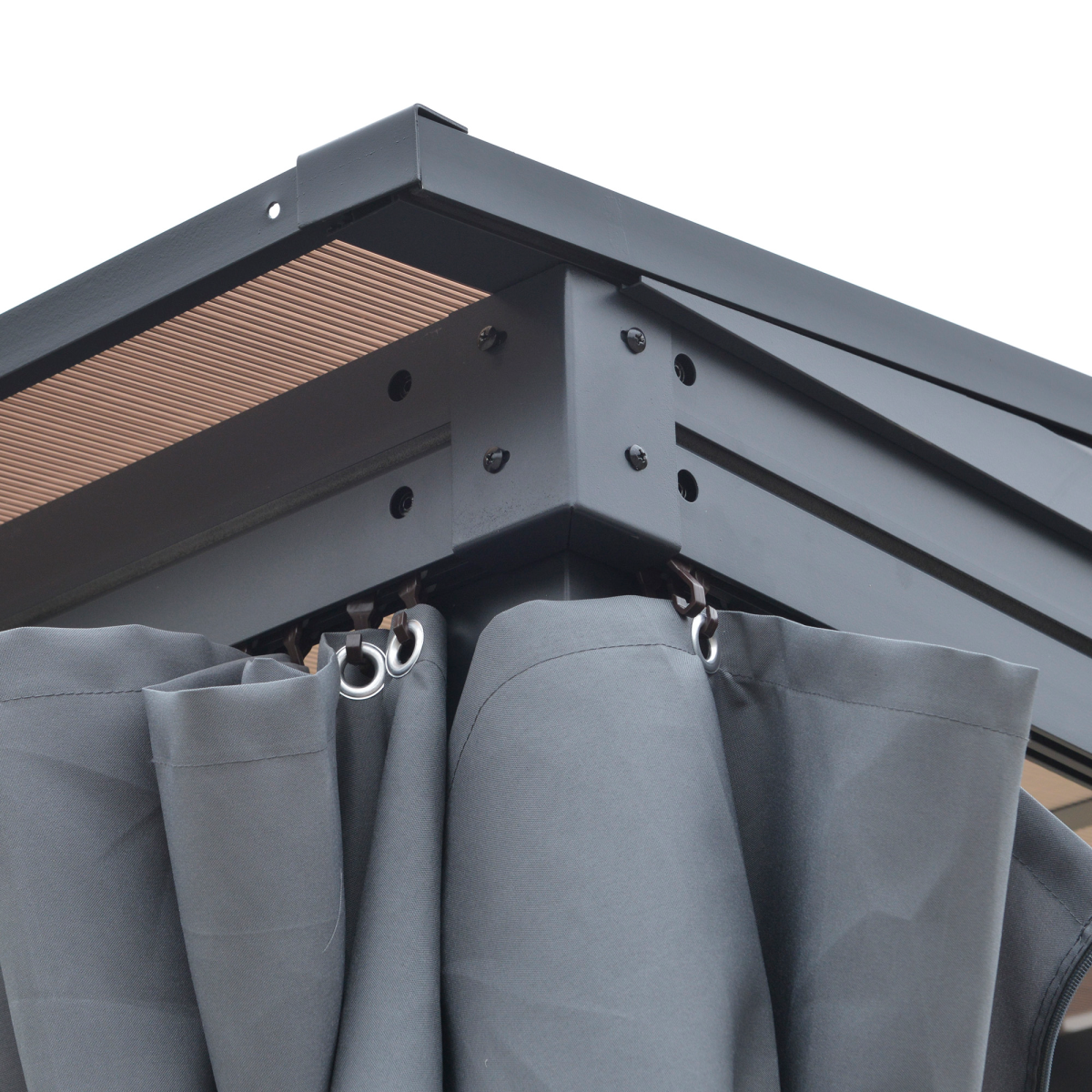Outsunny Outdoor Hardtop Pergola, 4 x 3m, Grey, Polycarbonate Roof, Powder-Coated Aluminium Frame