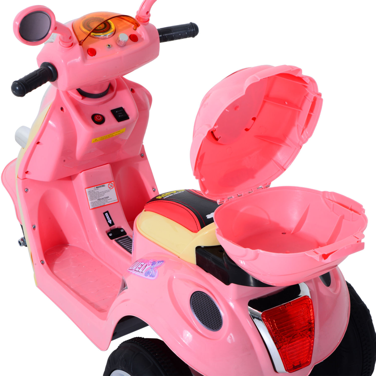 HOMCOM Kids Electric Ride On Motorbike, 3-Wheel Battery Tricycle with Headlight, Music, Forward/Backward Control, Ages 3-5