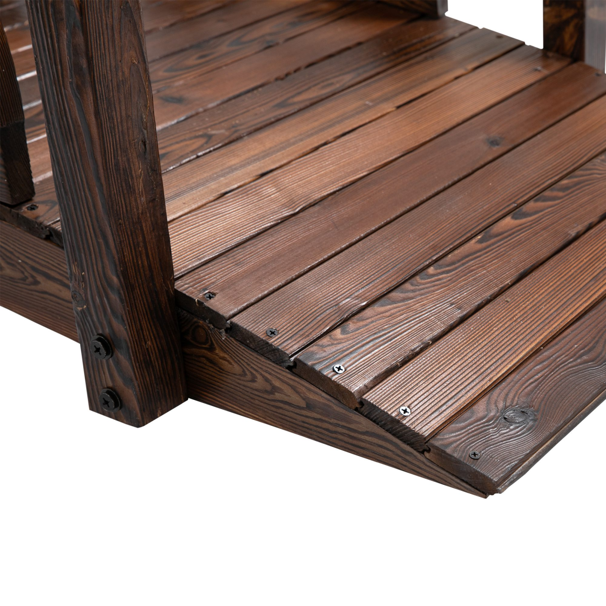 Outsunny Wooden Arched Garden Bridge with Safety Rails, Decorative Outdoor Footbridge