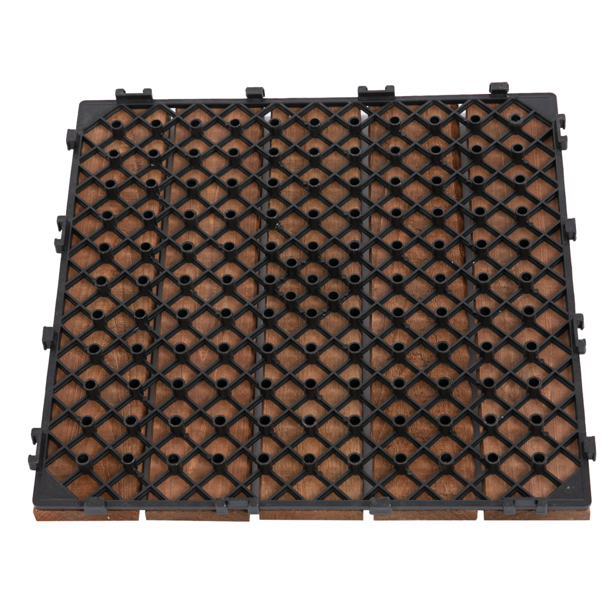 Outsunny 27-Piece Solid Wood Interlocking Deck Tiles DIY Flooring Set