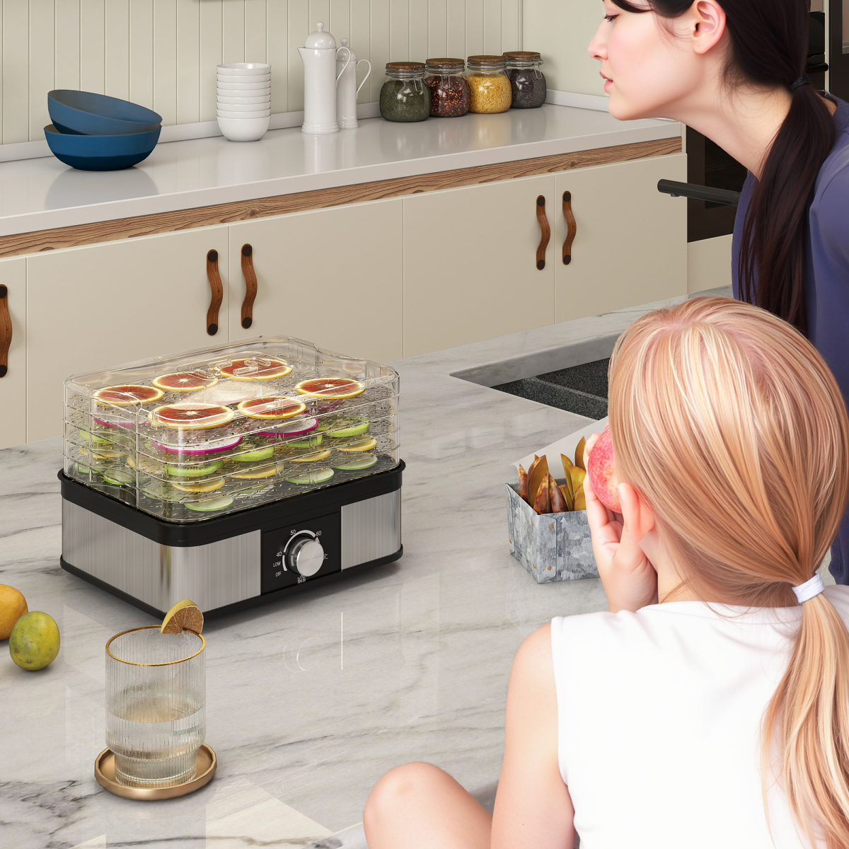 HOMCOM 5-Tier Food Dehydrator, 245W, Adjustable 35-70°C, Black