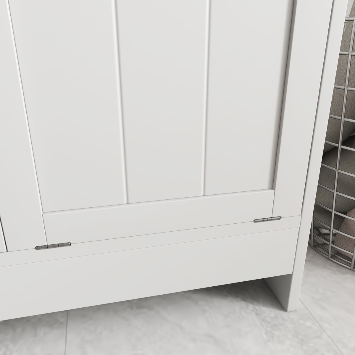 kleankin White Tilt-Out Laundry Cabinet with 2 Hamper Compartments