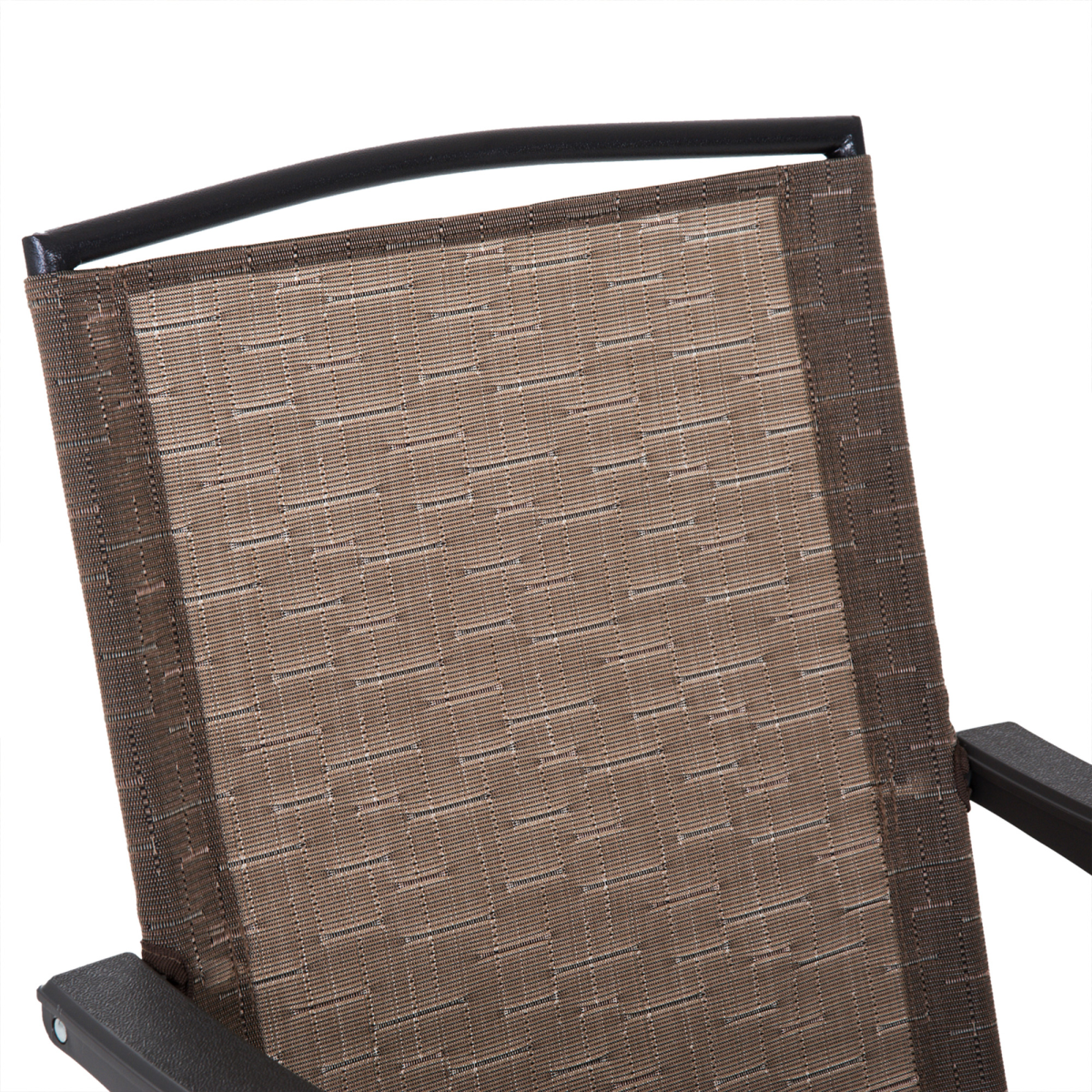 3-Piece Patio Bistro Set with Folding Chairs, Tempered Glass Table, Brown