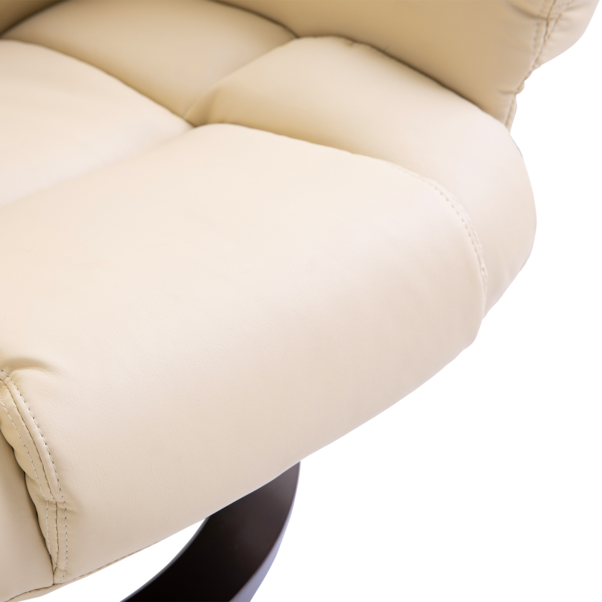 Cream PU Leather Swivel Recliner Armchair with Footstool
