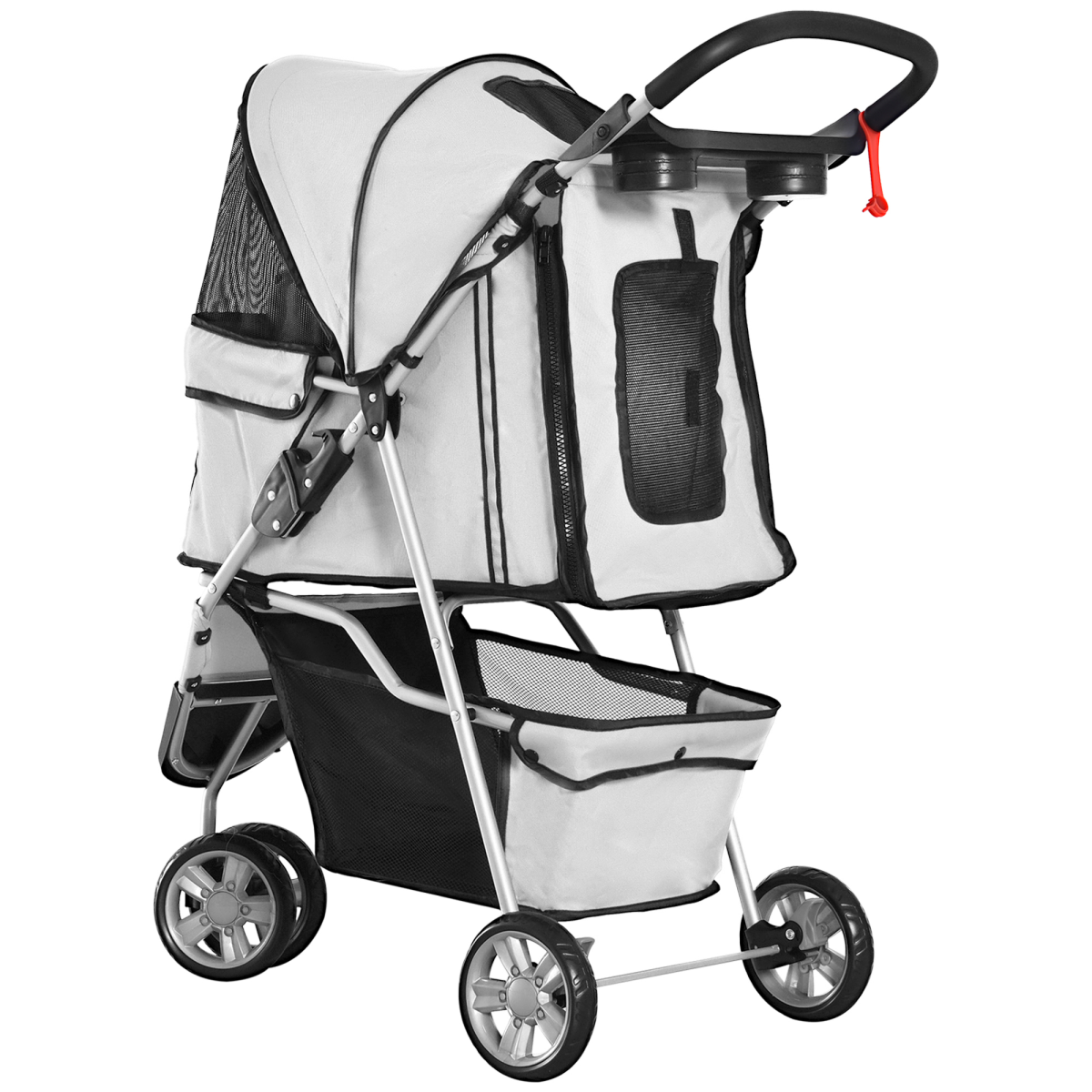 3-Wheel Pet Stroller Pushchair Carrier for Cats and Small Dogs, Grey