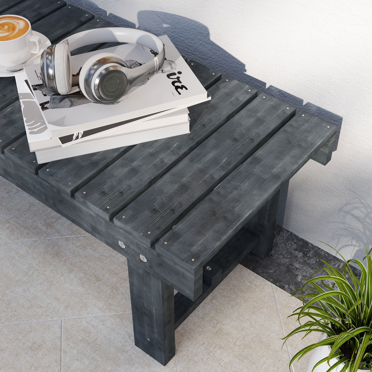 Outsunny 110cm Outdoor Garden Bench 2 Seater Patio Loveseat Fir Wood Grey