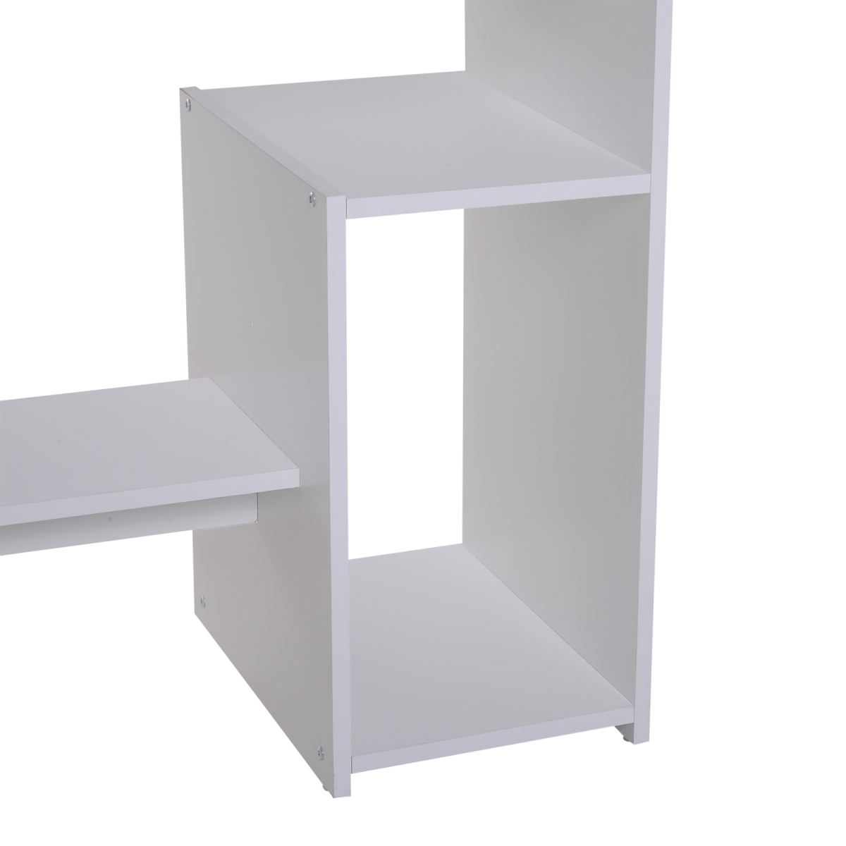 HOMCOM Computer Desk with Slide-Out Keyboard Tray, 2 Storage Shelves, White, 73.5H cm