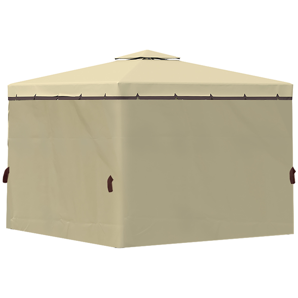 Outsunny 3x3m Patio Gazebo with Two-Tier Polyester Canopy, Mosquito Net, Aluminium and Steel Frame, Curtains