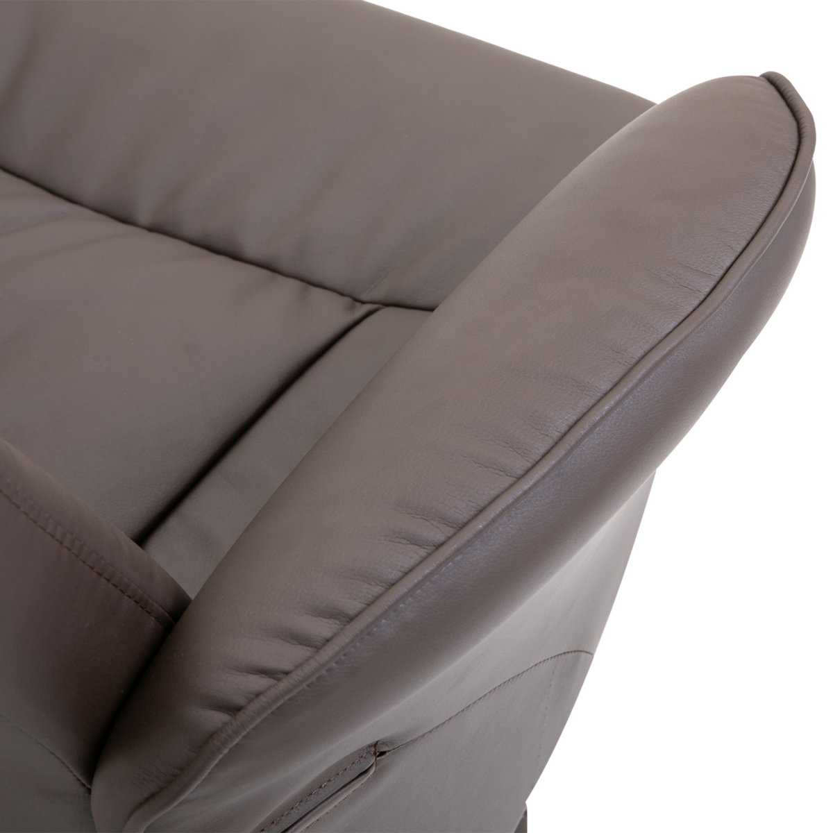 Brown PU Leather Reclining Armchair and Ottoman Set