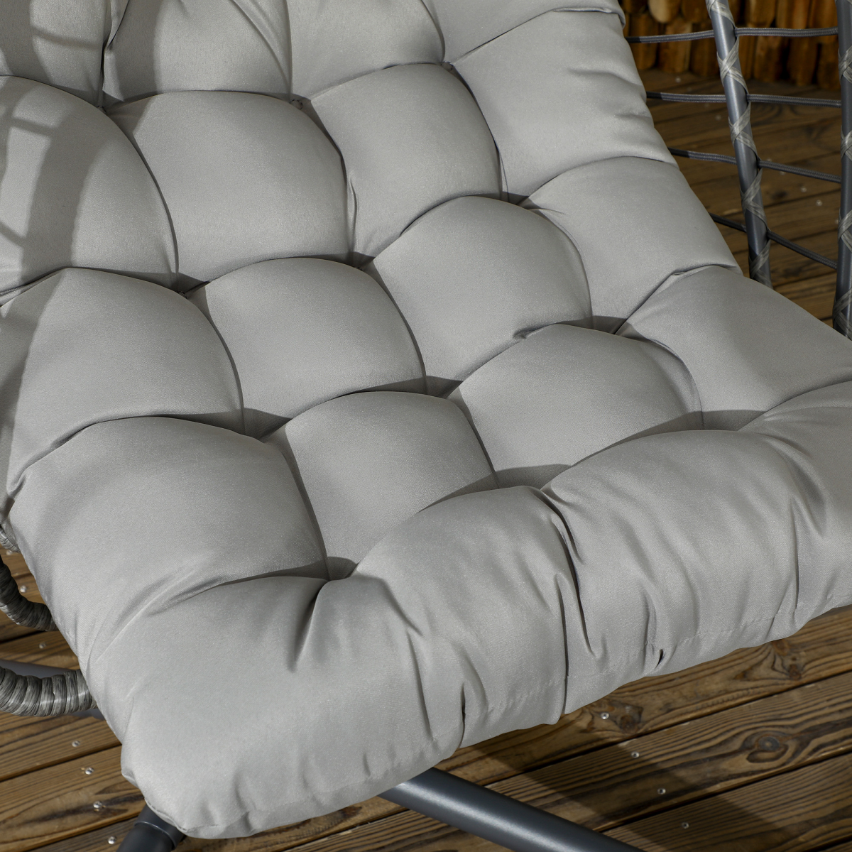 Outsunny PE Rattan Hanging Swing Chair with Thick Cushion, Foldable Basket, Patio Hanging Chair