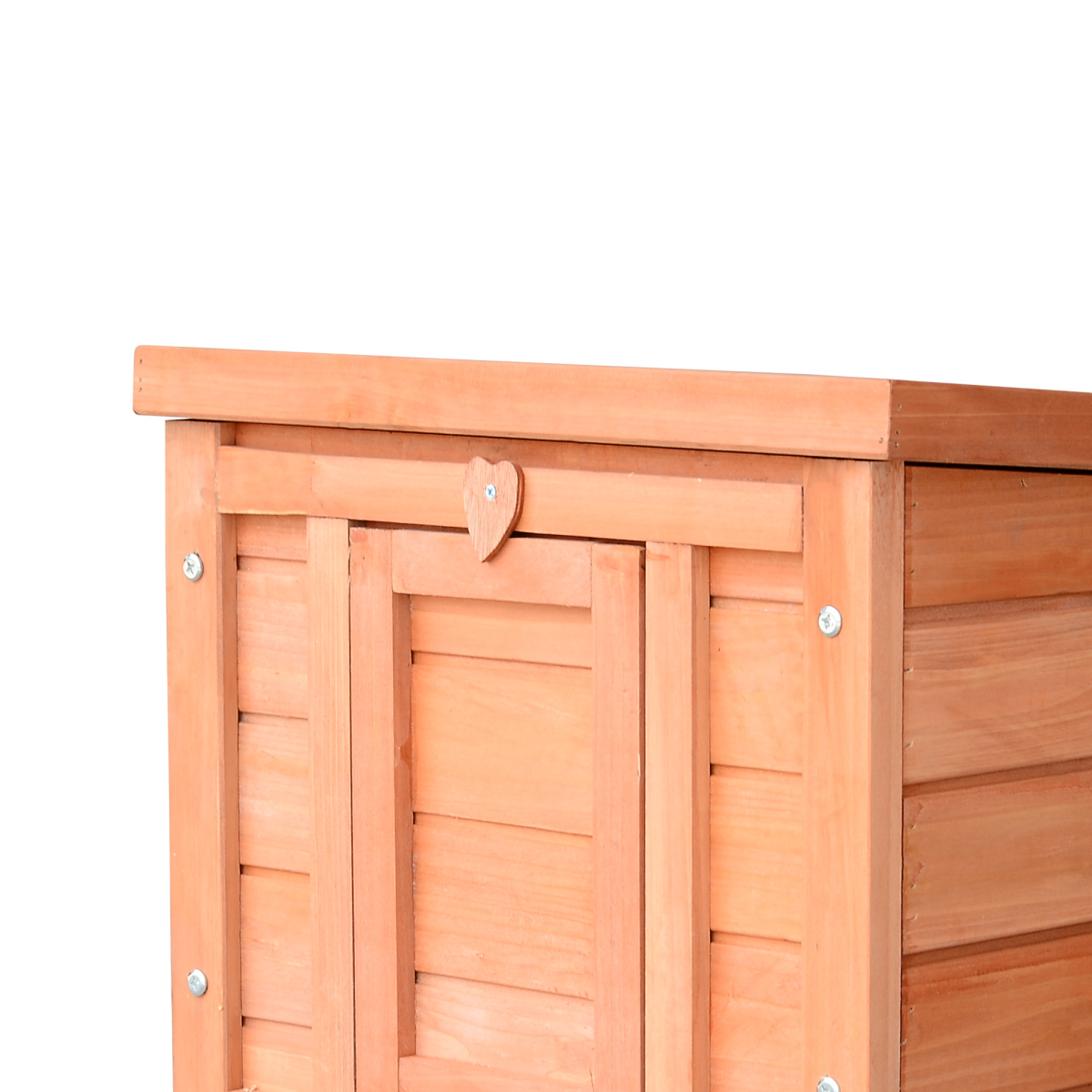 PawHut Wooden Rabbit Hutch with Front Door Ramp, Roof Hatch, Detachable Floor and Heart-Shaped Lock for Small Animals