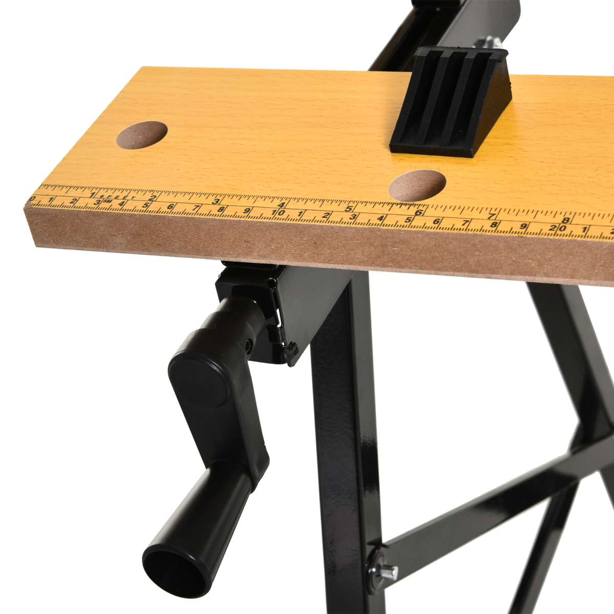 DURHAND MDF Top Portable Folding Work Bench, Sawhorse, Clamp and Work Table with Adjustable Clamps, Black