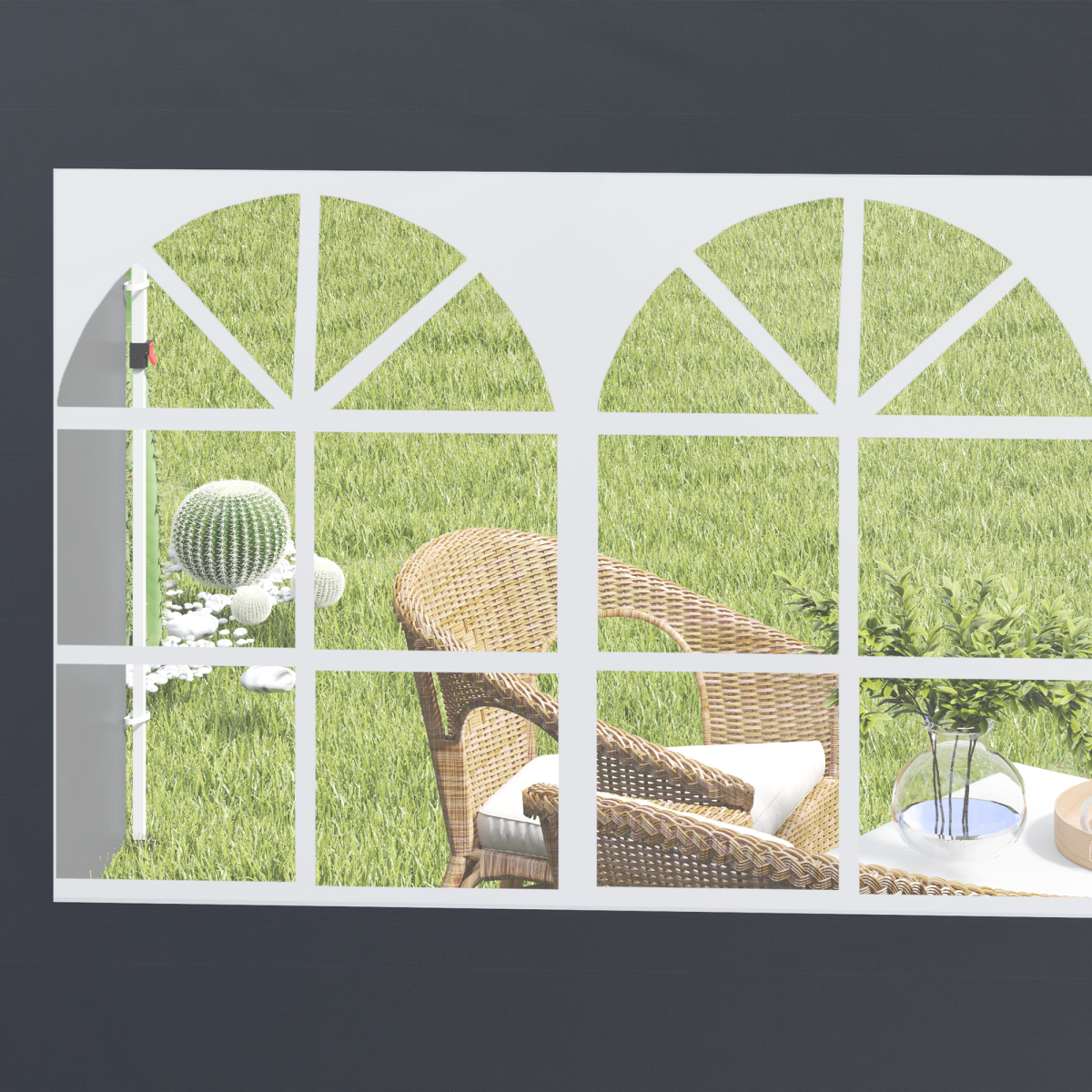 Outsunny 2-Piece Gazebo Replacement Side Panels with Window, Dark Grey