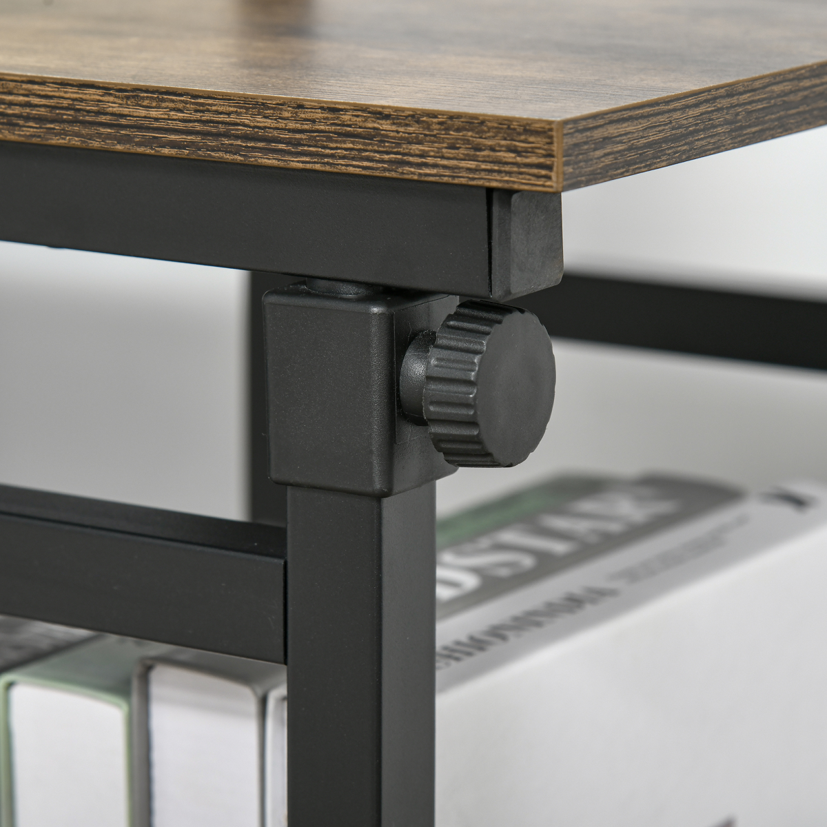 Adjustable C-Shaped Mobile Sofa Side Table with 3-Tier and Brakes