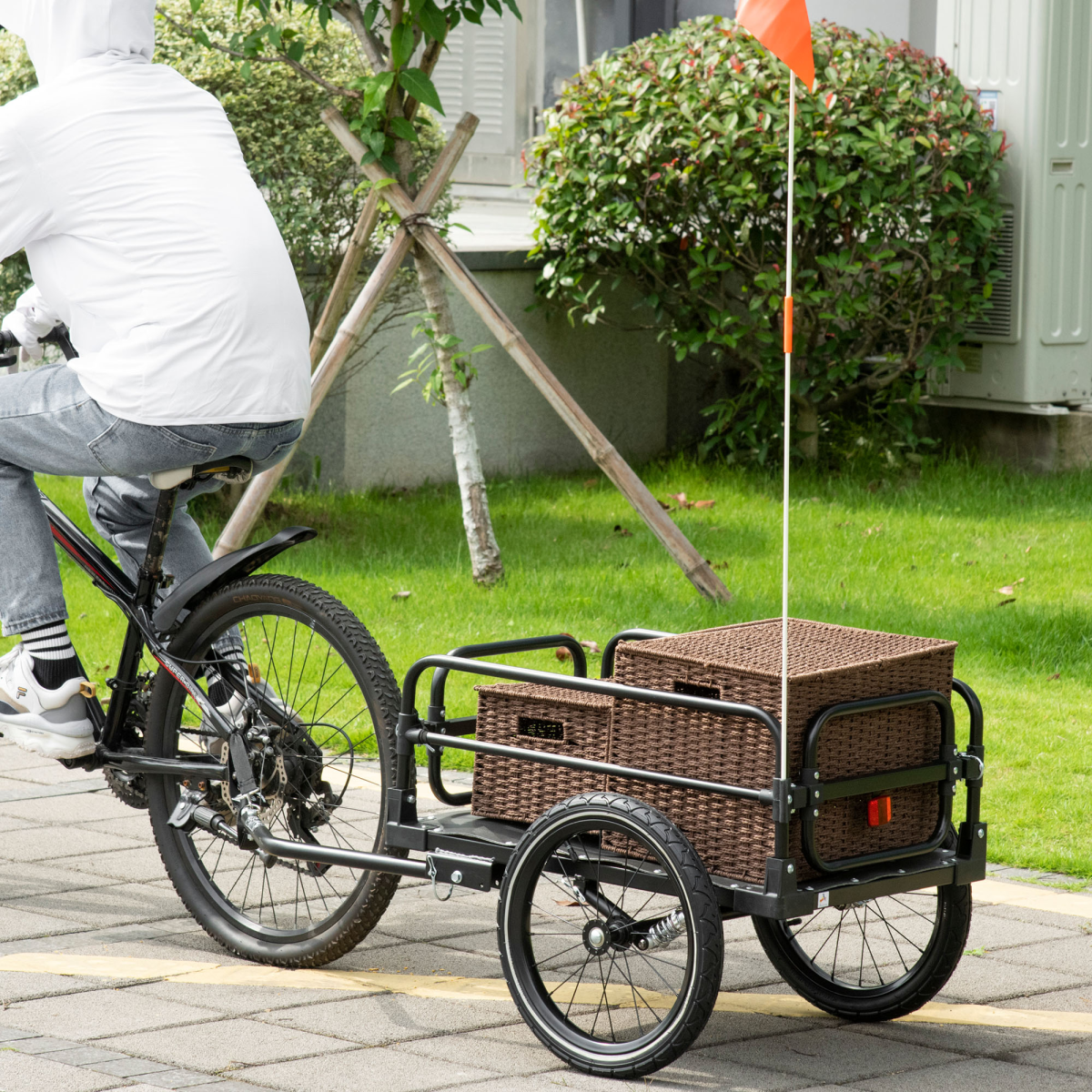 HOMCOM Folding Bike Cargo Trailer Wagon with Suspension, 2 Wheels, Steel, Black