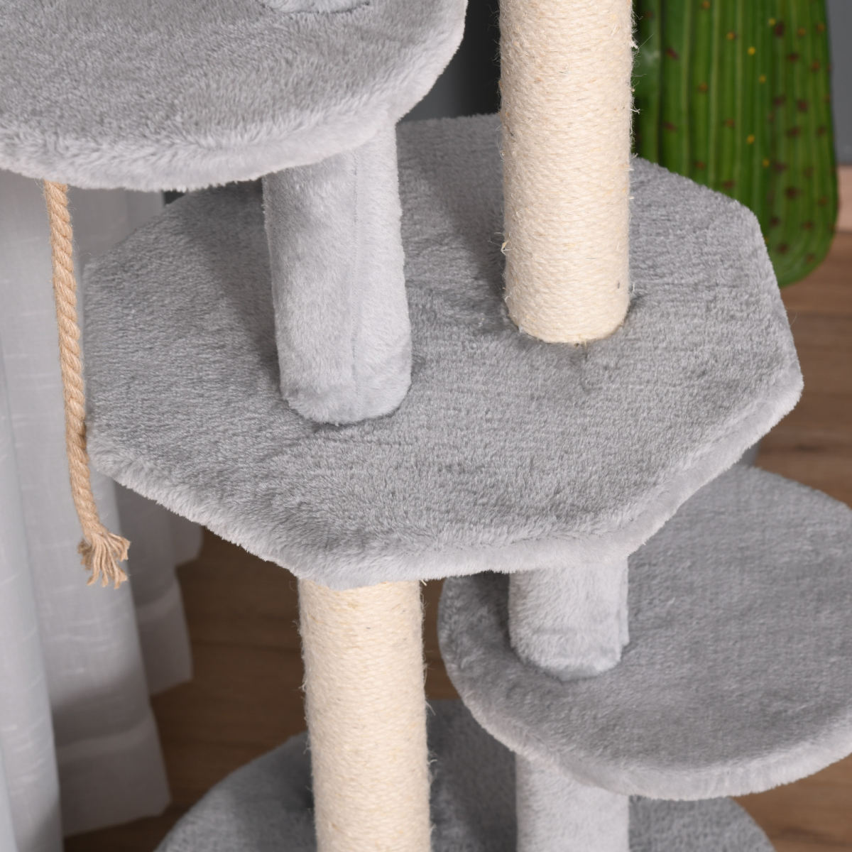 PawHut Multi-Level Cat Tree with Plush Condo, Scratching Posts, Wide Perches and Dangling Rope
