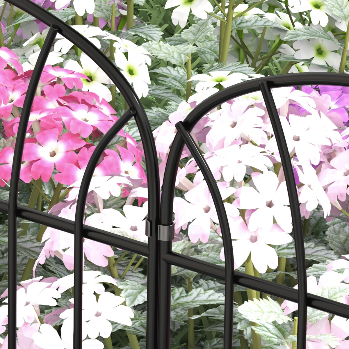 Outsunny 8-Piece Decorative Metal Garden Fence Border Edging, 24in x 8.7ft, Black