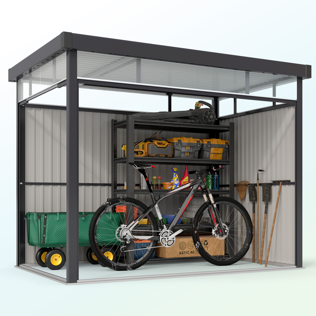 Outsunny 5.3 x 8.5ft Galvanised Steel Garden Shed with Windows