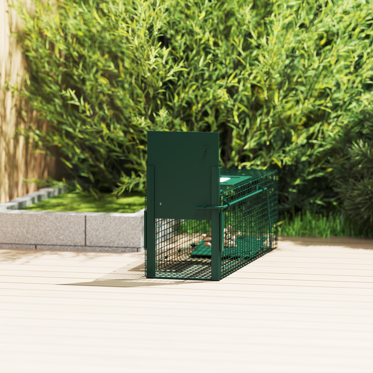Outsunny Single Door Steel Rat Trap for Small Animals, Dark Green