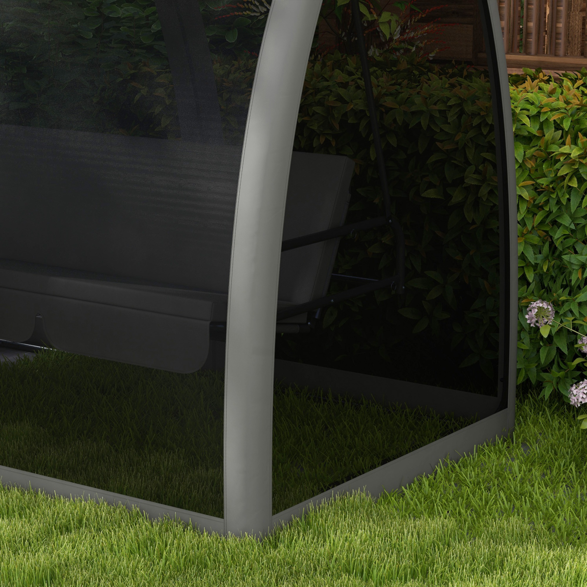 Outsunny 3-Seater Garden Swing Chair Bed with Canopy, Grey