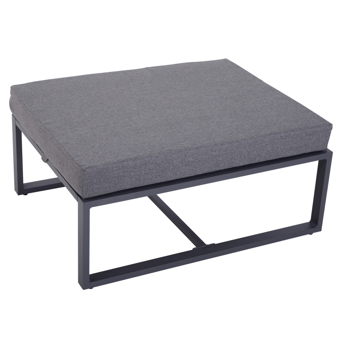 6 Piece Garden Sectional Sofa Set with Coffee Table and Footstool, Aluminium Frame, Outsunny