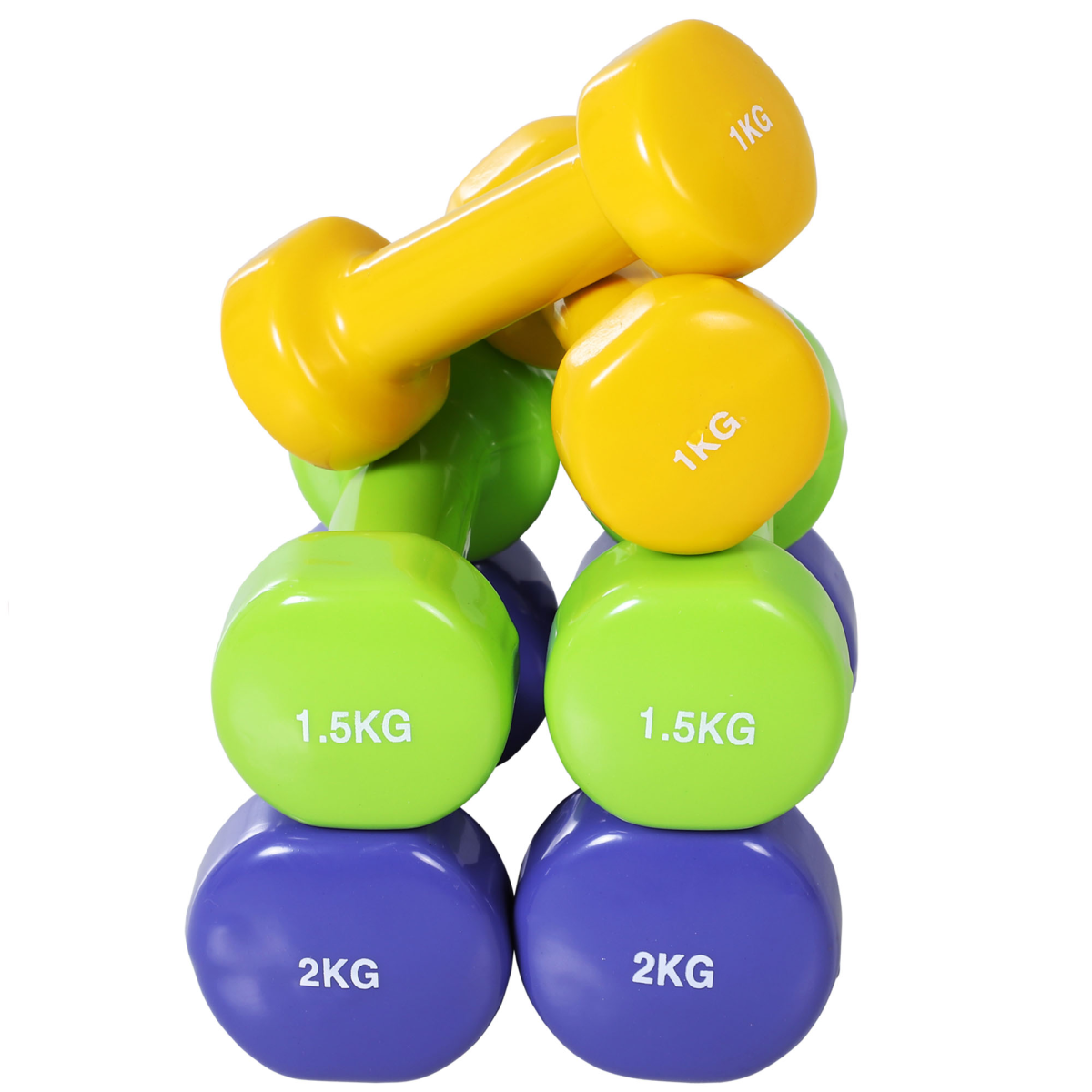 10kg Colourful Dumbbell Set with Case, 4 Pairs 0.5kg to 2kg, Home Exercise and Toning Weights, HOMCOM