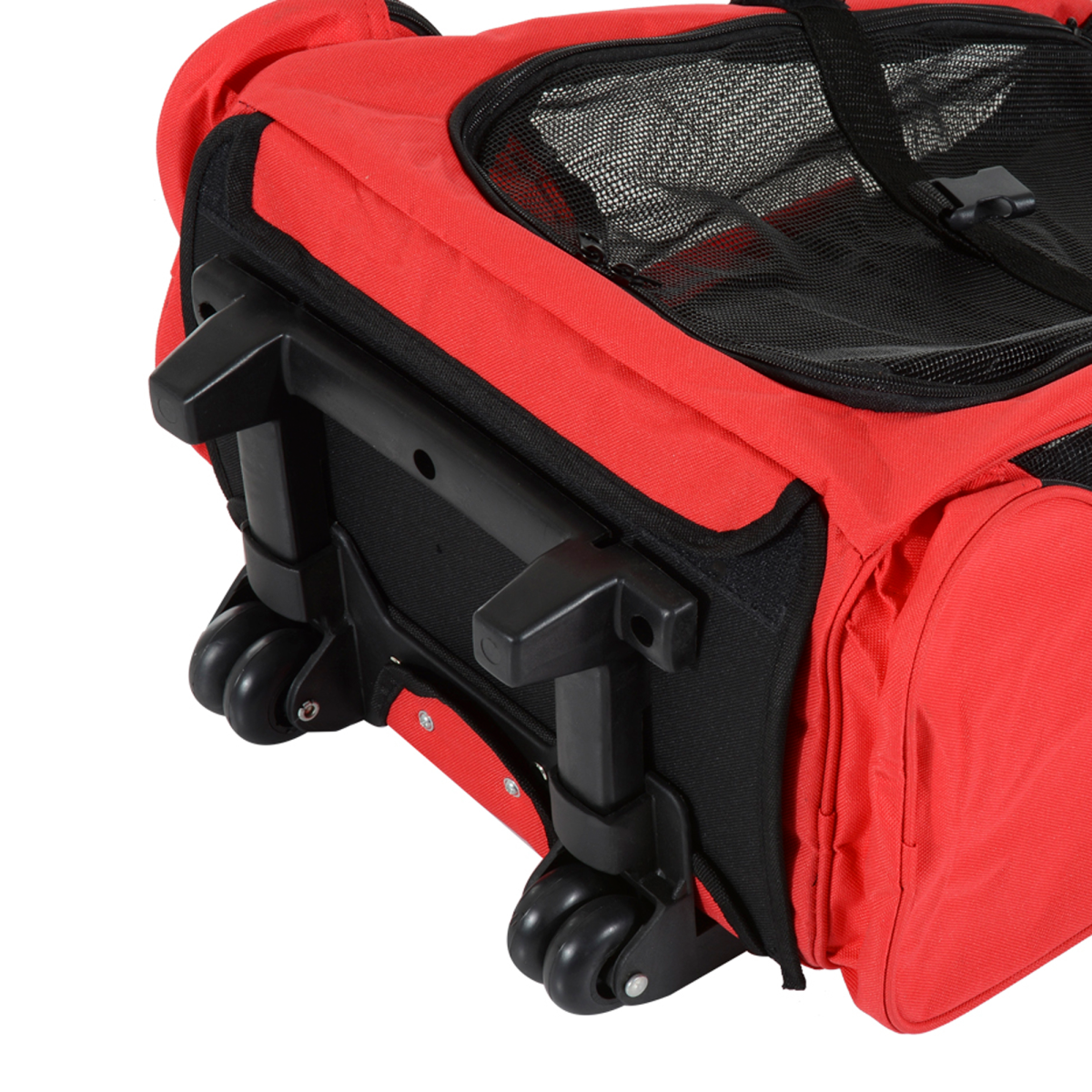 Pawhut Pet Travel Backpack Carrier, 2-in-1 Trolley Bag with Telescopic Handle, 4 Detachable Wheels, Breathable Mesh, Safety Buckle Lock