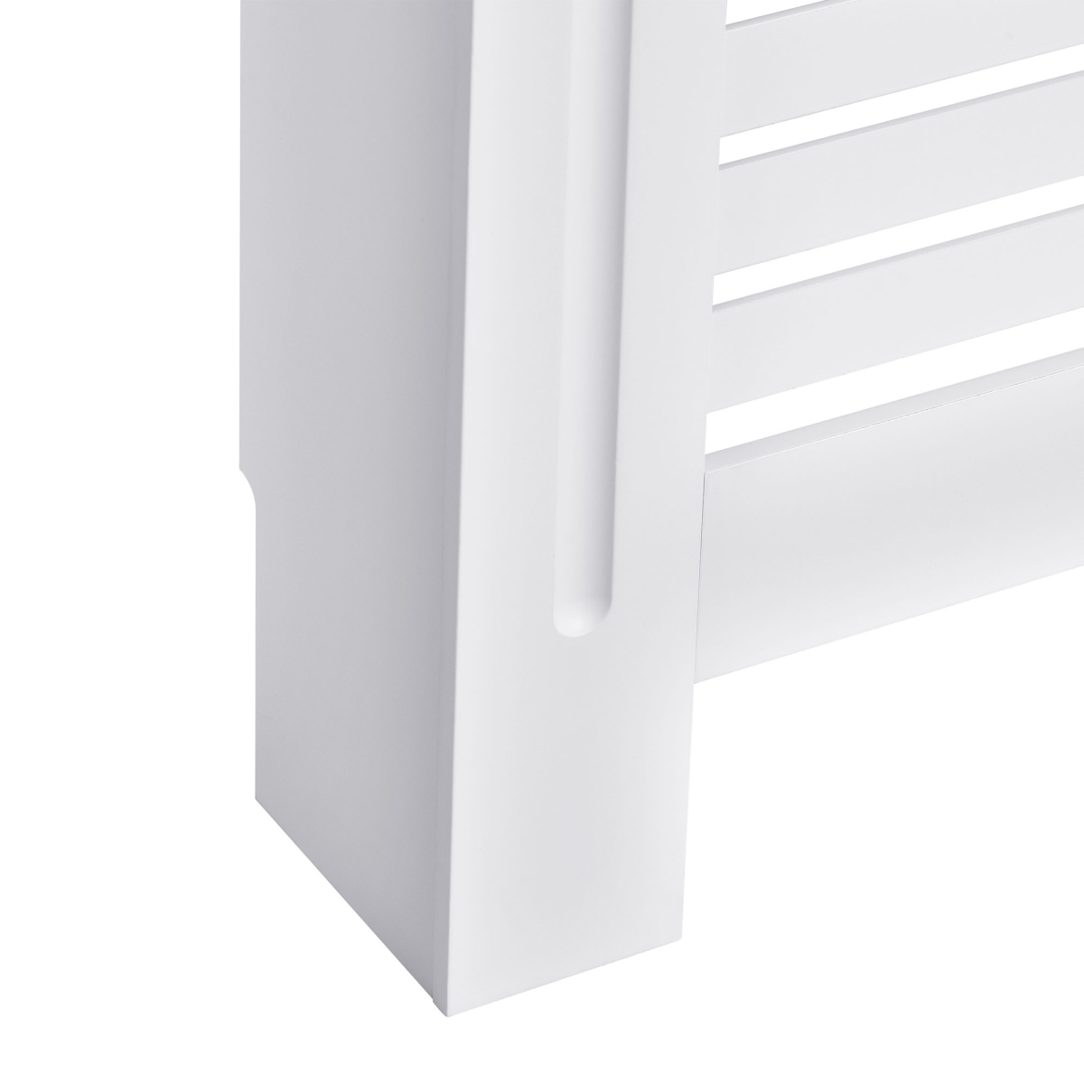 HOMCOM 152 cm White MDF Radiator Cover with Slatted Vents and Top Shelf