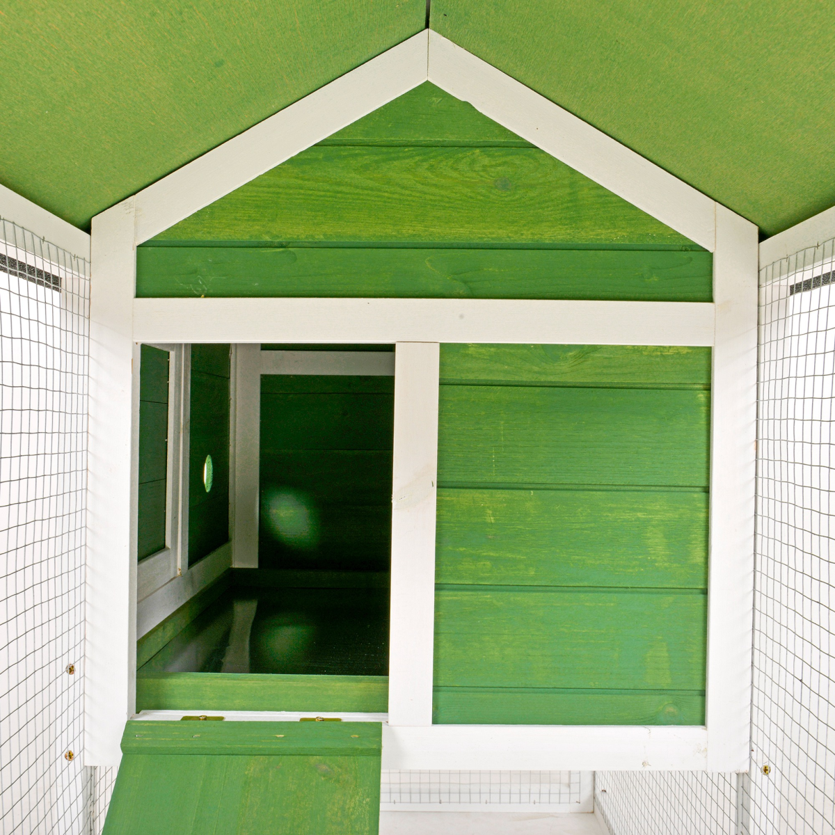 PawHut Wooden Rabbit Hutch Bunny Cage with Pull-Out Tray, Run and Ramp, Green