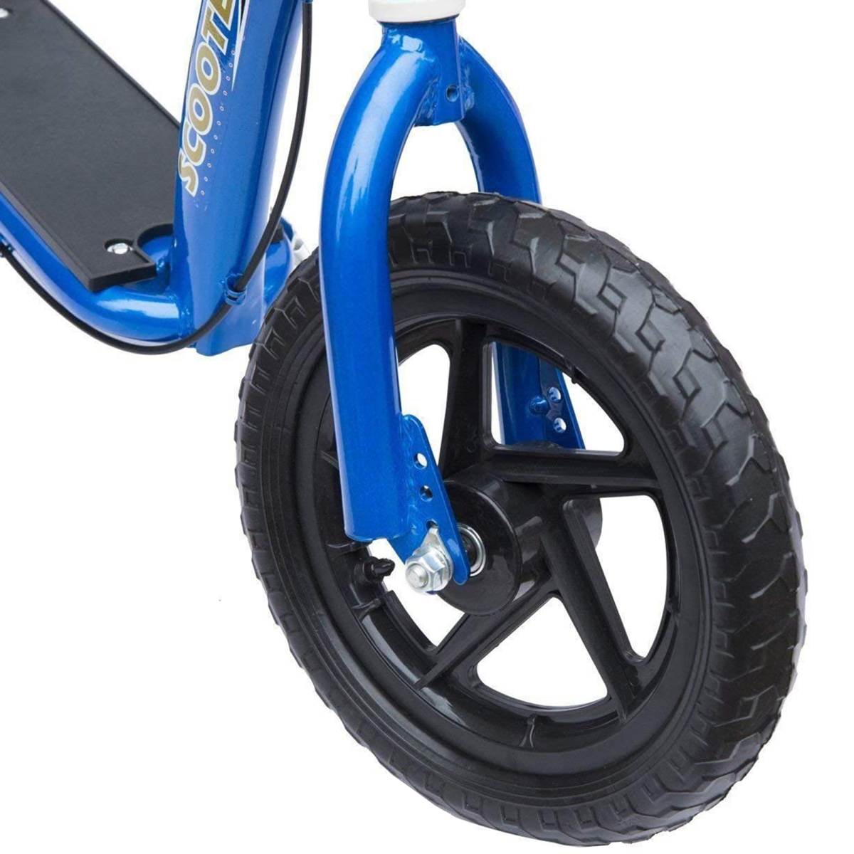 Blue Kids Adjustable Scooter with 12in Foam Wheels, Steel Frame