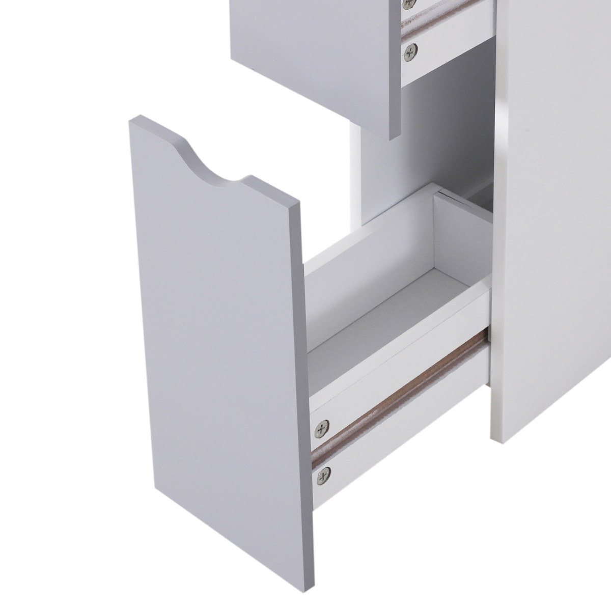 Tall Slim Bathroom Storage Cabinet with Shelves and Drawers, White