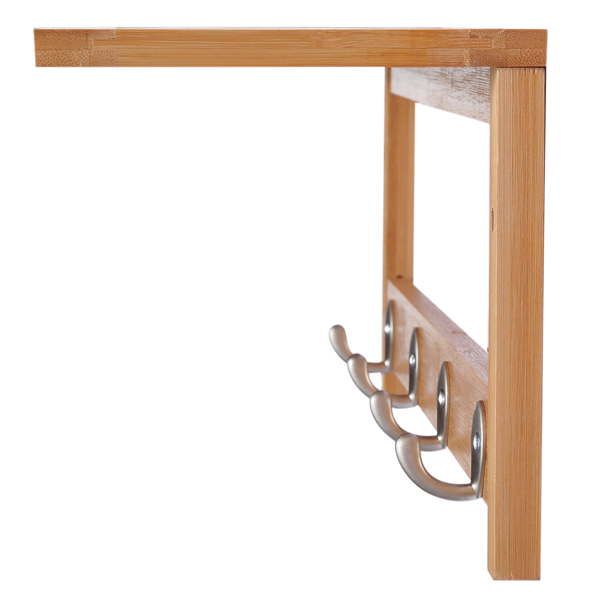 HOMCOM Wall Mounted Clothes Rack with Top Shelf and 4 Hooks, 50 x 17 x 20 cm