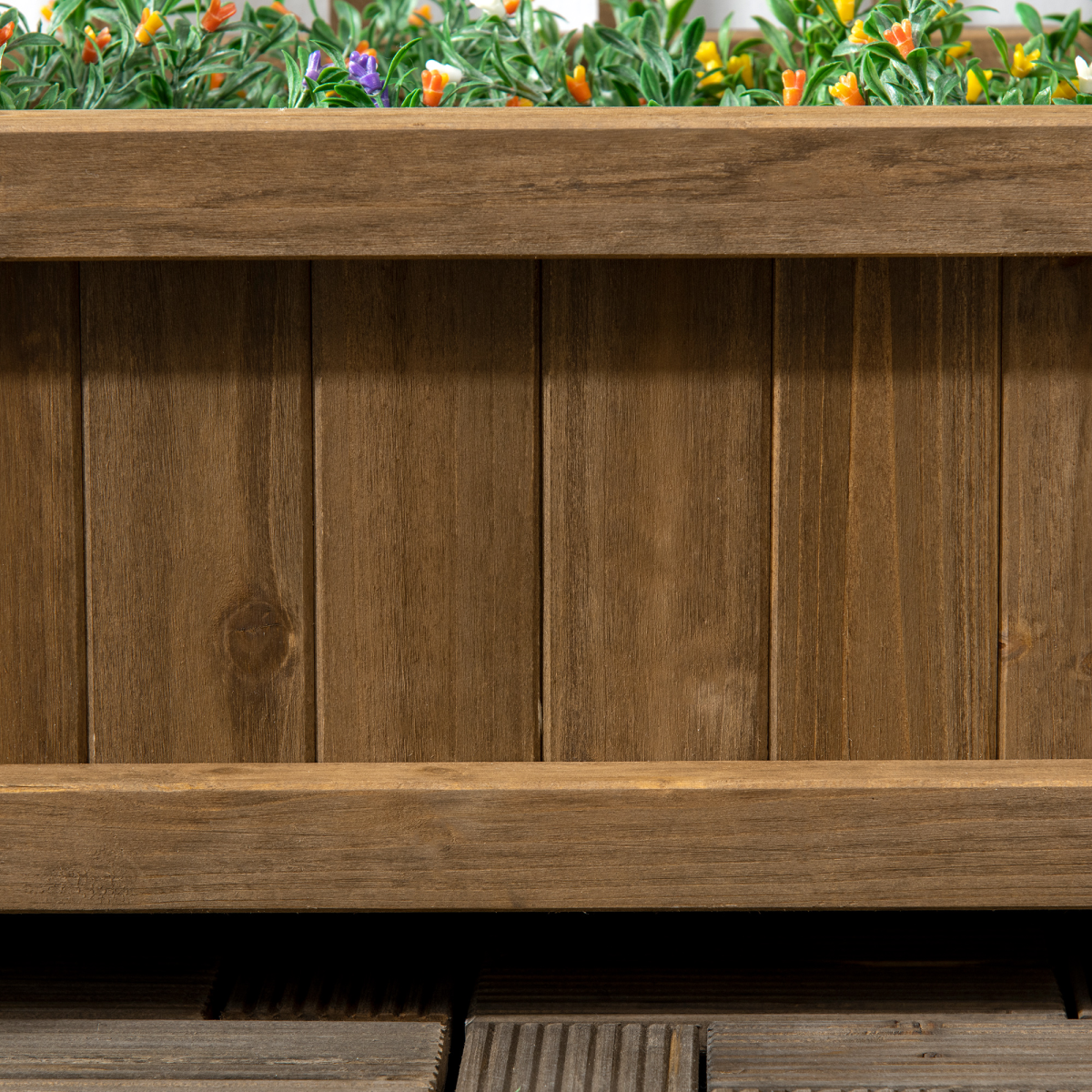 Outsunny Garden Planter Box with Trellis, Freestanding Brown