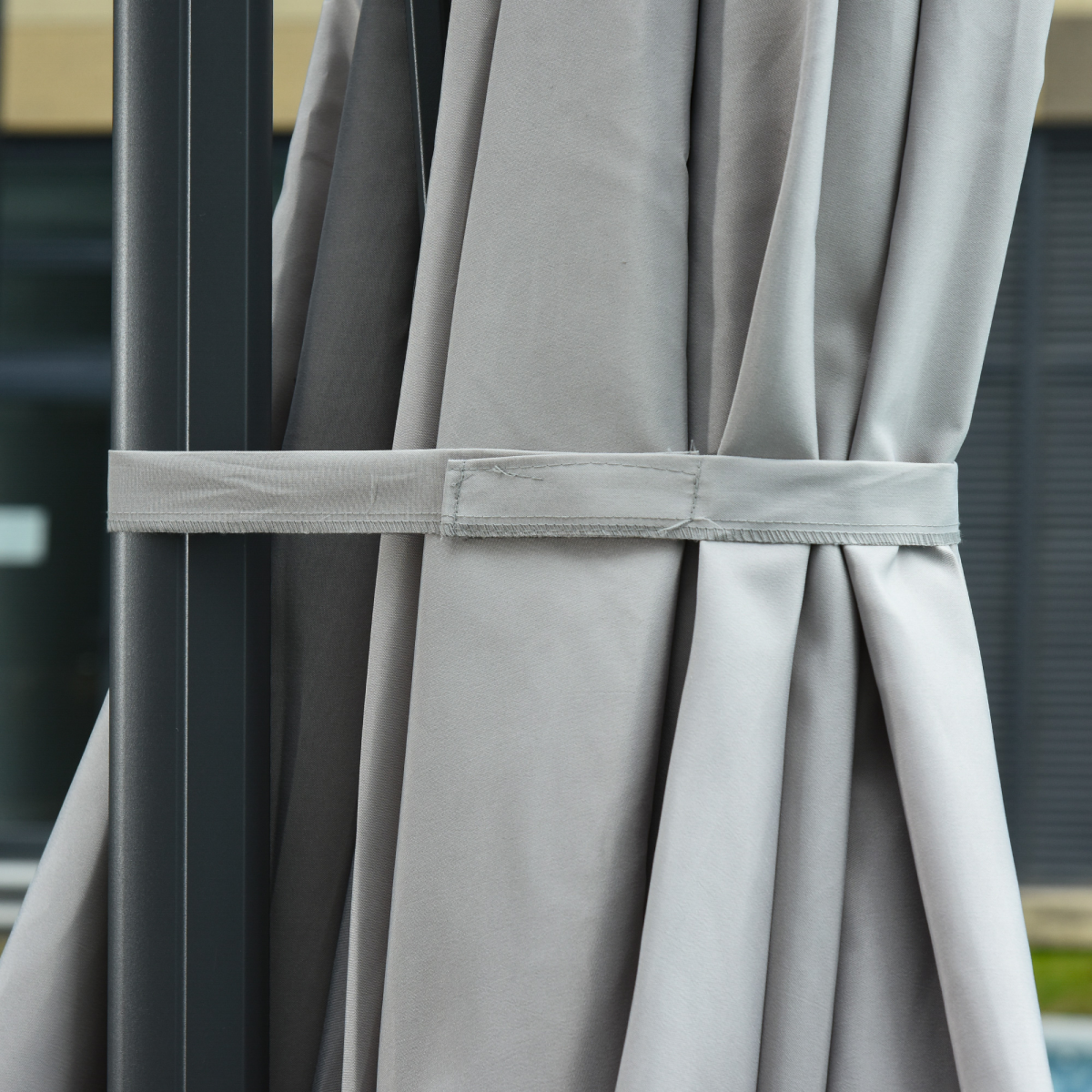 3m Cantilever Roma Patio Parasol with LED Solar Light, Grey