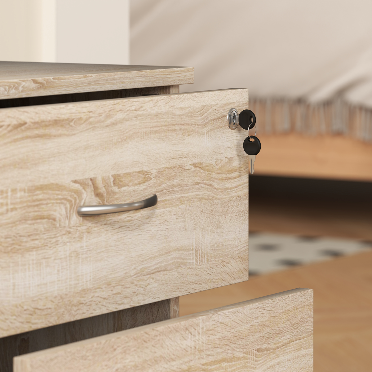 HOMCOM 2-Drawer Mobile Filing Cabinet with Lock, Oak Wood Grain